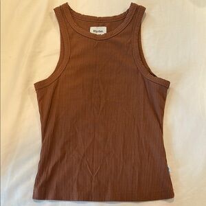 Rhythm Brown Ribbed Fitted Tank Top